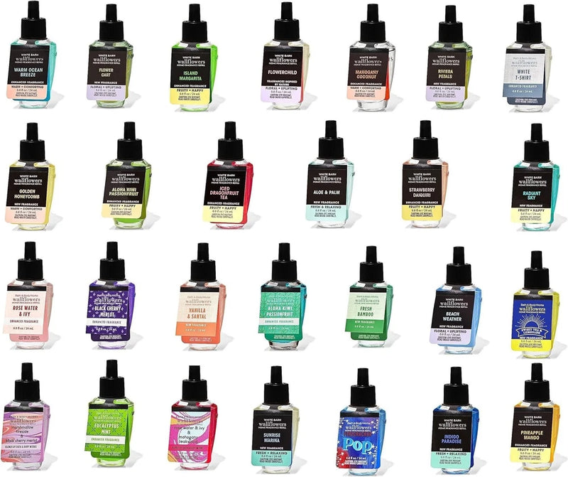 Wallflower fragrance refills pack of 6, assorted colored bottles