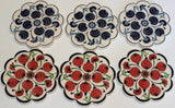Flower Shaped Ottoman Iznik Carnation Pattern Turkish Ceramic Coaster Set of 6 Carnation