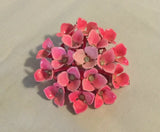 VINTAGE HOT PINK ROSE VIOLETS HYDRANGEA FLOWER BOUQUET CLUSTER GLASS BROOCH PIN Hydrangea