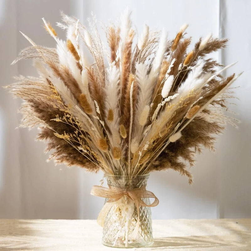 106pcs Artificial Flowers in Vase Natural Dried Pampas Grass Decor with Vase ... Pampas Grass