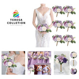 Artificial Bridesmaid Bouquets 6 Pcs - 7 Inch Pre-made Bridesmaids Bouquet Sm... Hydrangea