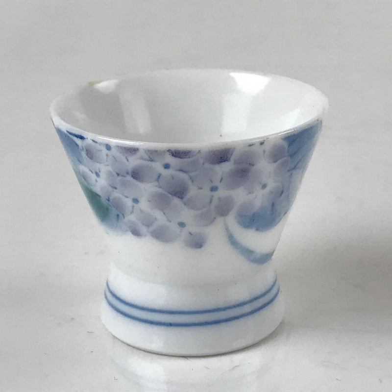 Japanese Porcelain Sake Cup Vtg Wan Ochoko Guinomi Purple Hydrangea Flower G155 Hydrangea