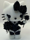 3D Printed Gothic Hello Kitty Figure Model Emo With Black Roses & Bow Decoration Roses