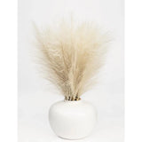 14" Artificial Pampas in White Rounded Ceramic Vase Indoor Lifelike Touch Decor Pampas Grass