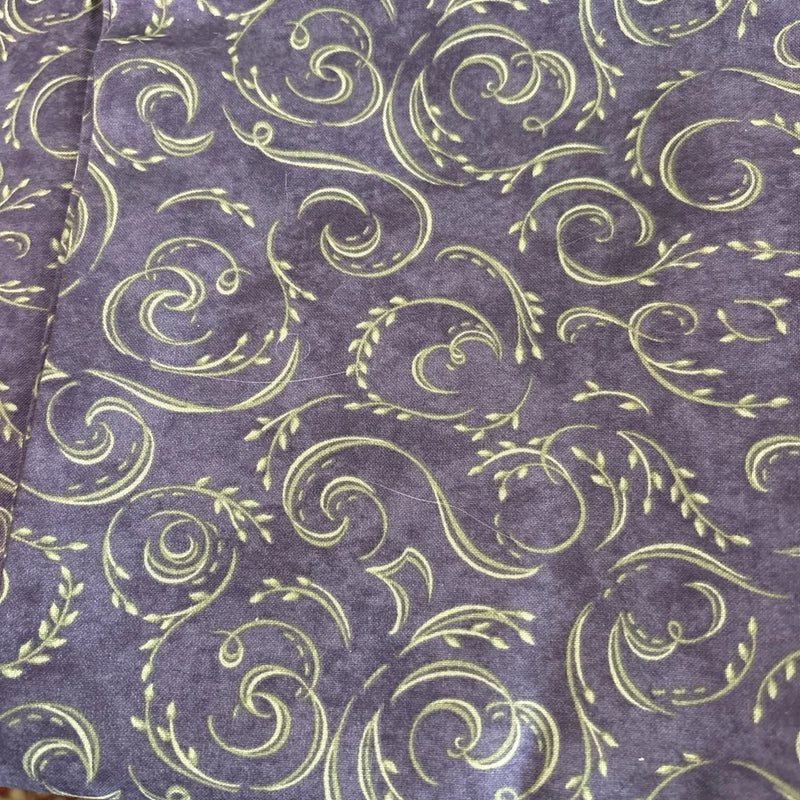 MODA Cotton Fabric Dragonfly Summer Holly Taylor Dusky Purple Green Swirls 2 Yds Flowering Plants