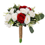 Wedding Rose Bouquet Bridesmaid Flower Bouquets Artificial Flower Red White R... Bouquet