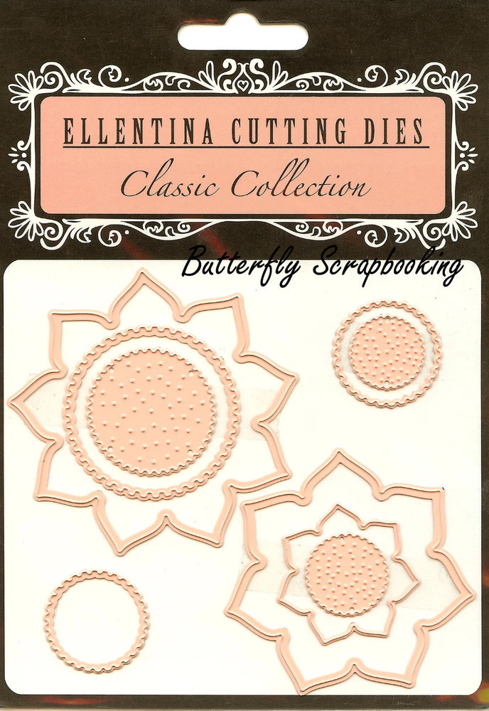 Ellentina cutting dies set with flower, scalloped circle and ring dies
