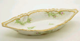 GDA Limoges Nut Dish Relish Fancy Double Gold Pink Carnations 8 1/2" Carnation