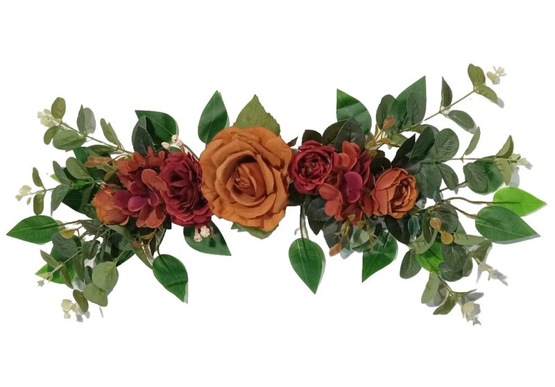 Brown Rose & Hydrangea 24" Wall Door Silk Flower Arrangement Home Decor ES096 Hydrangea