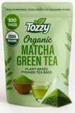 Organic Matcha Green Tea - 100 Count (Plant-Based Pyramid Tea Bags) | Ceremonial Green Plant