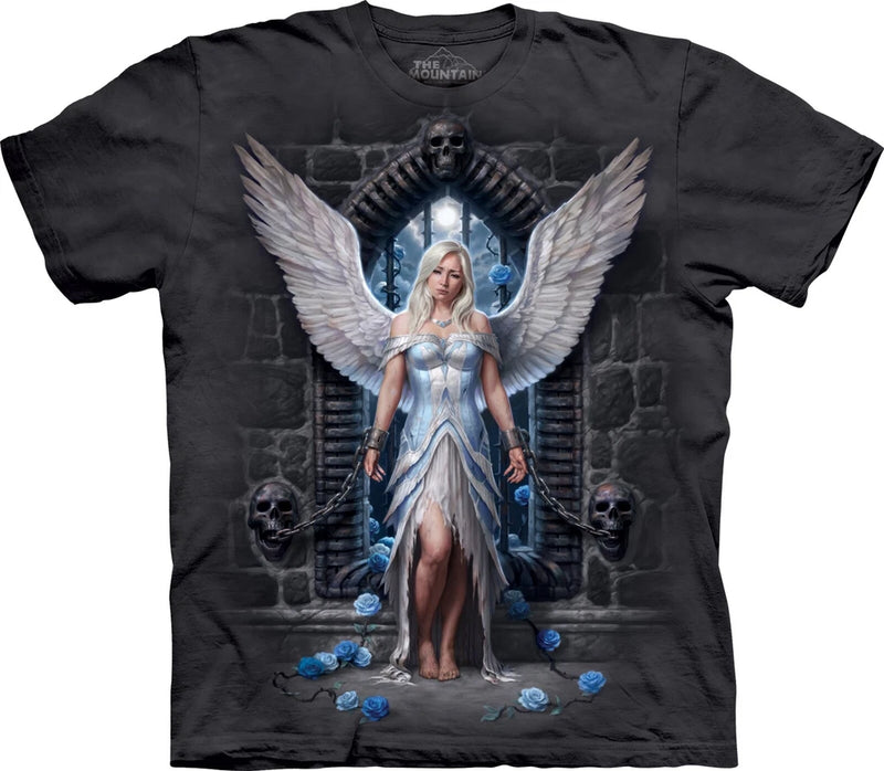 The Mountain Fairy Imprisoned Angel Wings Roses Moon Skulls Chains T-Shirt S-3X Roses