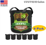 6 Pk Plant Grow Bags Fabric Pot Nursery Soil Bag with Handles Thickened Nonwoven Flowering Plants