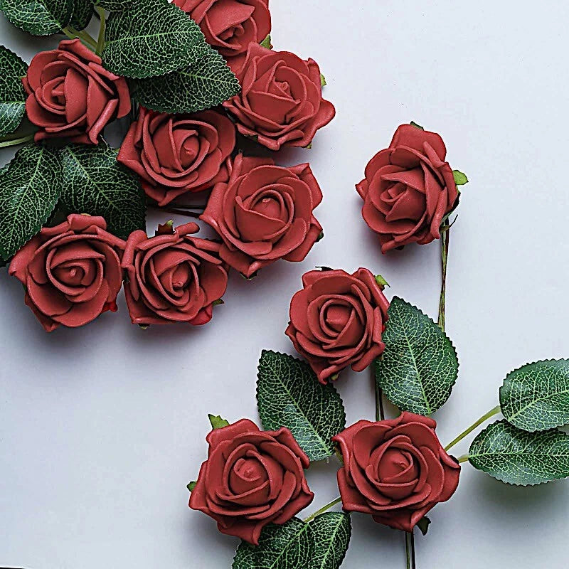 24 RED 2" Mini FOAM ROSE Flowers Stems Wedding Events Decorations Supplies Bouquet