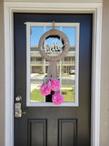 HELLO wreath FLOWER Pink Hydrangeas burlap Decor Front Door Nautical Rope hook Hydrangea