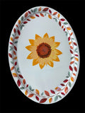White Oval Harvest Platters serving tray 18.25 in New Fall Sunflower Leaves Sunflower