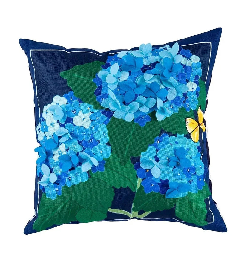 Hydrangea Blossoms Outdoor Interchangeable Pillow Cover 18 x 18 Hydrangea