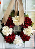 20 inch  Hydrangea Christmas  Wreath ,Red & White Hydrangea  wreath, Christmas Hydrangea