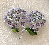 Vintage style  Hydrangea  Flower Brooch Enamel On Metal Hydrangea