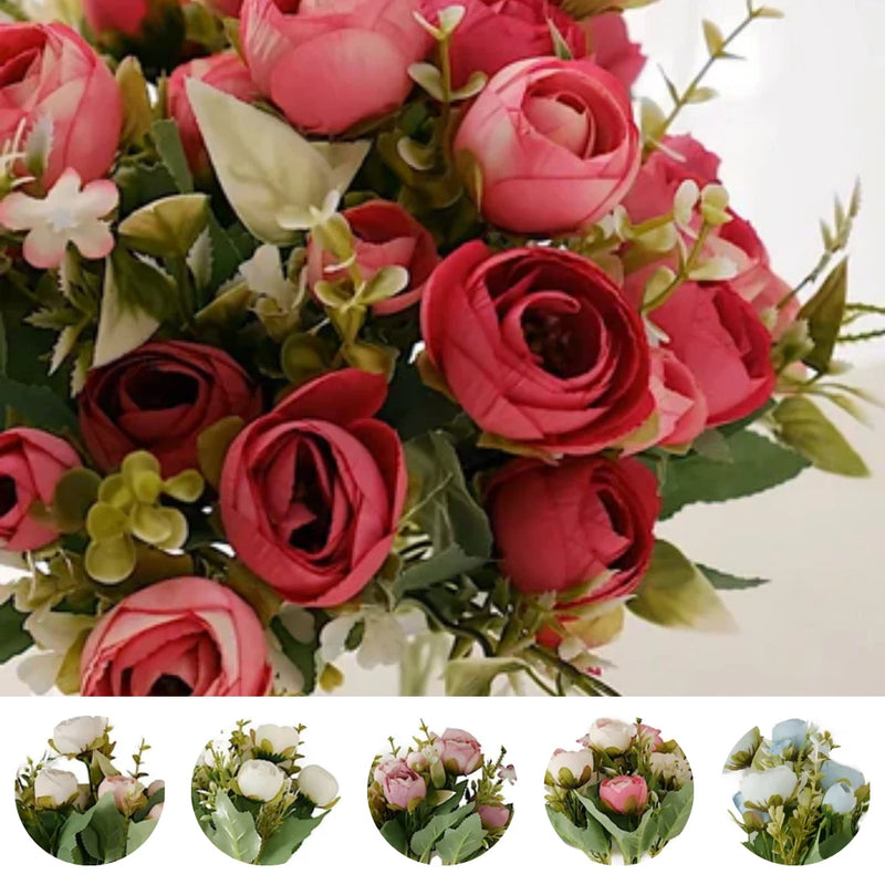 4 Bouquets 12" Silk Mini Ranunculus Artificial Flowers Party Events Decorations Ranunculus