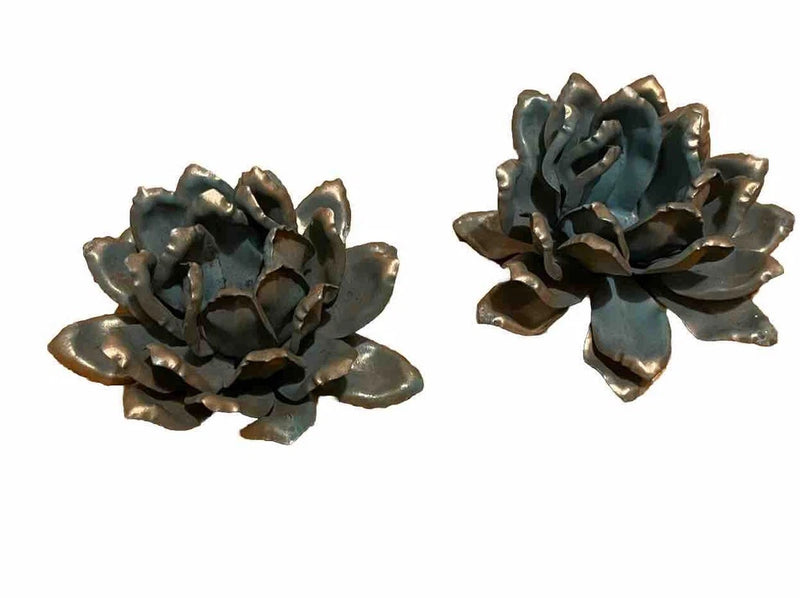 Two Metal flowers for crafts, jewelry, embellishments, accents - Water Lily Lily