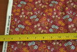 By 1/2 Yd, Colorful Floral on Marbled Red Quilt Cotton, Jo-Ann/Erlanger, C2260 Flowering Plants