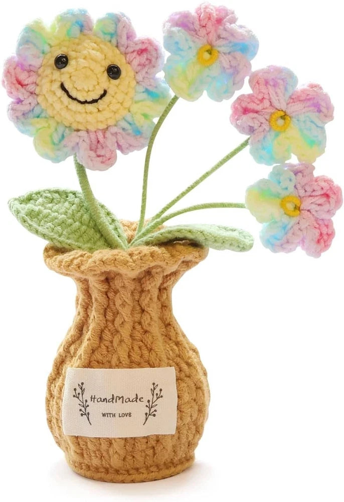 Emotional Support Crochet Sunflower Handmade Artificial Flowers Positive Gifts Sunflower