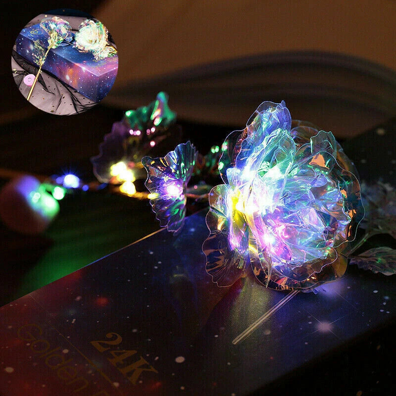 LED luminous foil rose flower decoration with multicolor glow