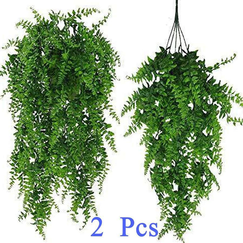 2PCS Artificial Hanging Plants Fake Ivy Faux Greenery Vine Leaves Indoor Outdoor Green Plant