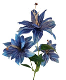Luxury Artificial Tiger Lily Stem 34 Inch | Blue Faux Lily | Designer Artificial Flowering Plants