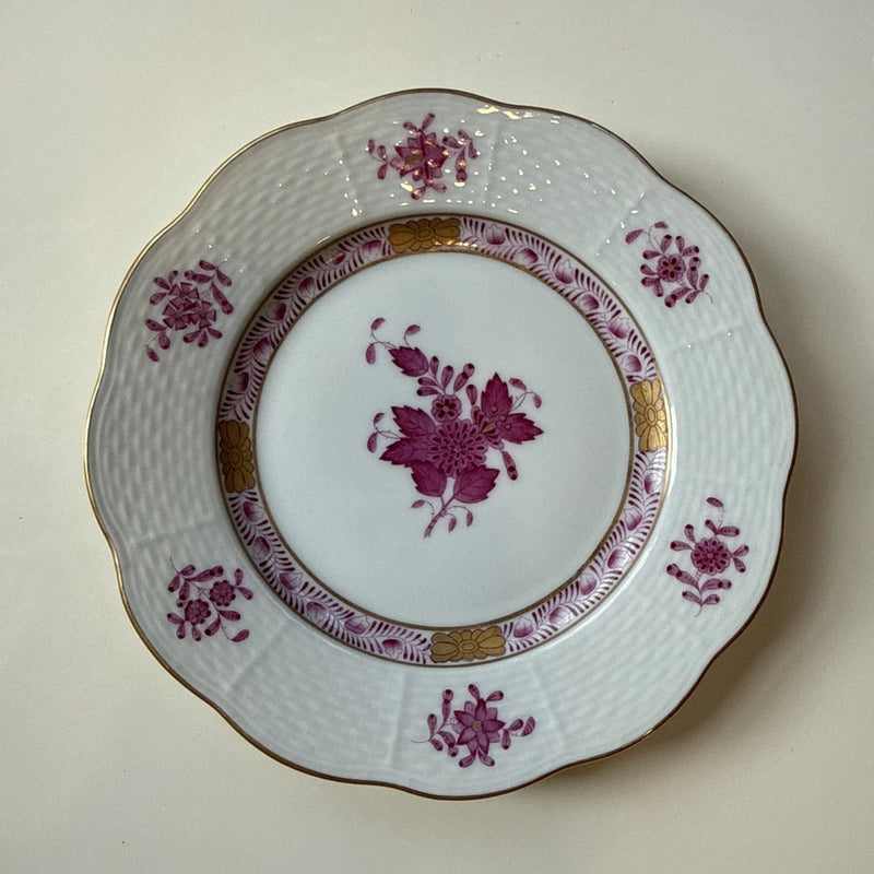 Herend Chinese Bouquet Raspberry Bread & Butter Plate(s) - 9 Available, EUC Bouquet