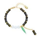 Fashion Bamboo Joint Flower Beaded Bracelet Bangle Women Lucky Charm Jewelry " Lily