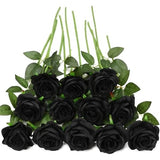 Black Fake Roses Artificial Flowers - 10 Pcs Fake Artificial Roses Silk Flowers Bouquet