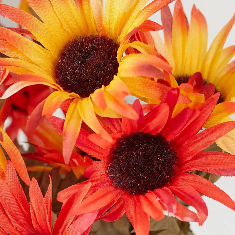 Set of 2 Artificial Burning Red and Orange Daisy 19" Floral Bunches Daisies