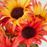 Set of 2 Artificial Burning Red and Orange Daisy 19" Floral Bunches Daisies