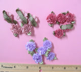 3/4"/1 3/8" Ribbon Carnation Flower Trim 50 pc Pkgs. Mauve, Rose, Lavender - USA Carnation