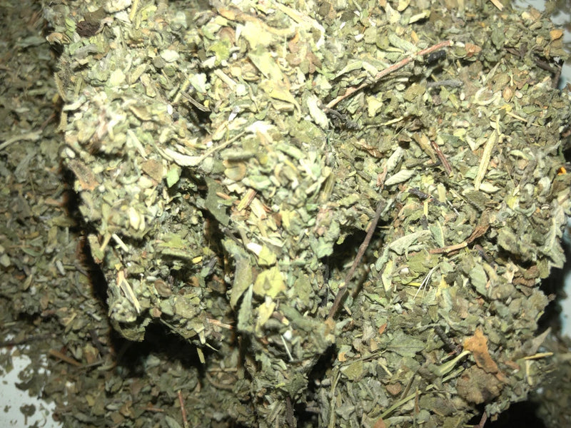 Damiana dried marshmallow herb blend leaf, pale green dried foliage