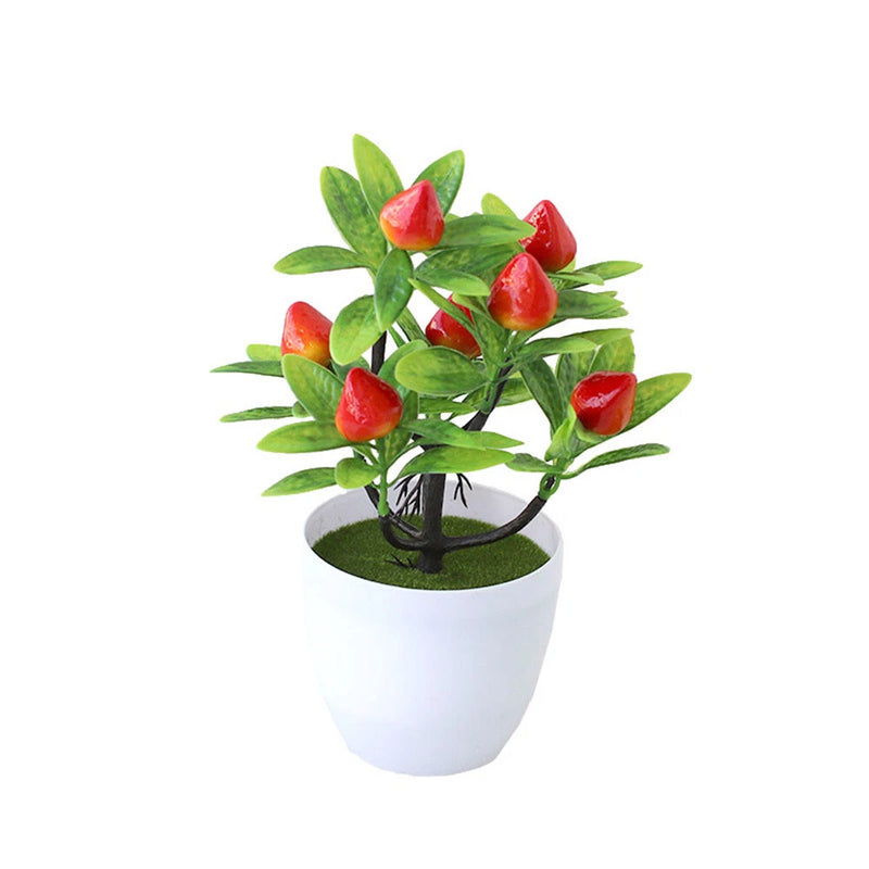 Artificial Plant in Pot Realistic Faux Fruit Home Desk Decoration Ornament 22cm Green Plant