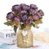 Faux Flowers in Vase, Fake Flowers in Vase 21 Pcs Faux Peony Flowers, Artific... Peony