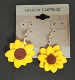 Sunflower Yellow Floral Flower Design Themed Women's Earrings Jewelry 1" Sunflower