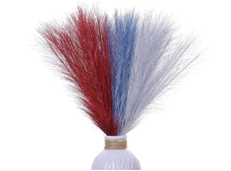 12 PCS Patriotic Pampas Grass 17" 4th of July Red White Blue Pampas Grass Pampas Grass