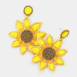 Yellow Sunflower Stud, Stud Earrings, Beaded Earrings, Gift ideas | 333 Sunflower