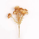 Gold 2 Metallic 17" Artificial Rose Flower Bouquets Party Events Decorations Bouquet