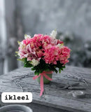 Luxury Pink Lily Hydrangea Floral in Ceramic Vase Victorian Dinning Table Decor Hydrangea