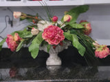 Vintage Elegant Pink Rose Peony Centerpiece Floral Arrangement Large Peony