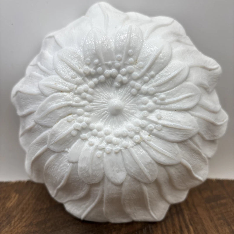 Lily Pons Bowl Flower Floral Indiana Milk Glass White Serving 7" Sunflower Lily