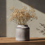 Ribbed Ceramic Vase, 7.32 Inch Gray Farmhouse Vase for Pampas Grass, Rustic V... Pampas Grass