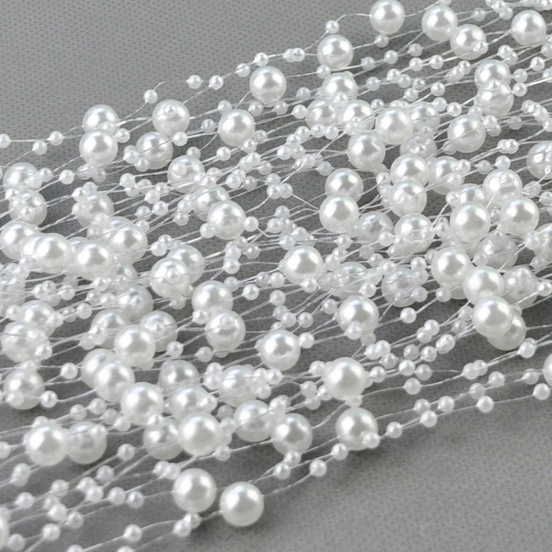 10 Strands of 1.2 Meter White Pearl Beaded Garland Bouquet Wedding Decoration Bouquet