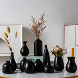 Black Ceramic Bud Vase Set of 11, Small Vases for Pampas Grass, Flowers, Mini... Pampas Grass