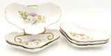 Vintage Crescent Curve Moon Shape Fish Bone Dish Porcelain Hydrangea Flower Set Hydrangea