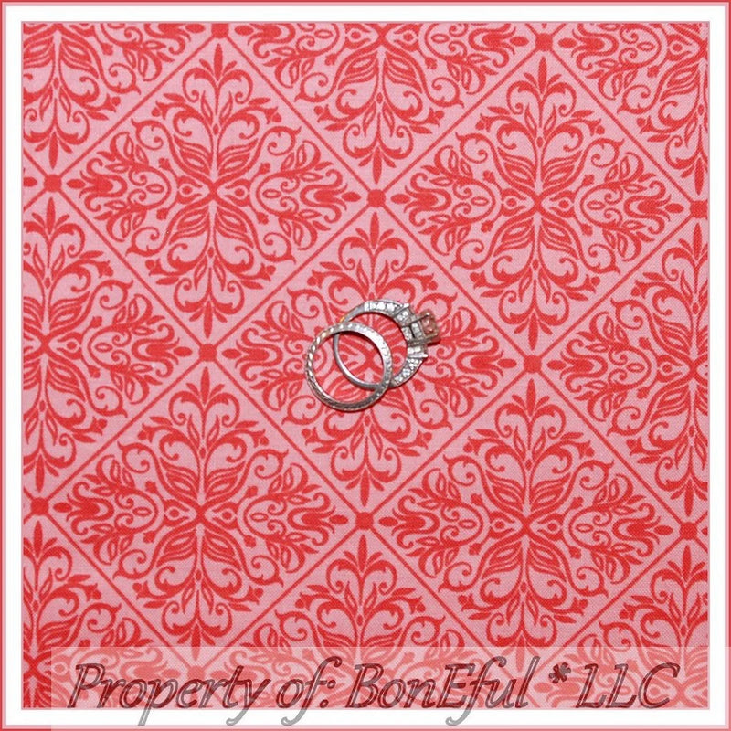 BonEful FABRIC FQ Cotton Quilt Pink Peach Tone Summer Flower Ethnic Damask Print Flowering Plants